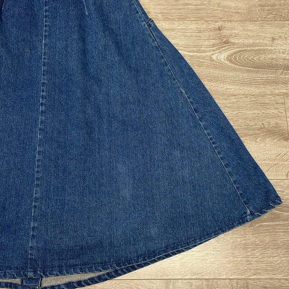 Vintage 100% Cotton Denim Snap Front A-Line Midi Jean Skirt 14 - Picture 14 of 14